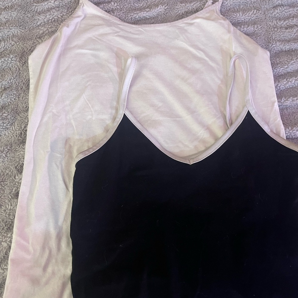 Time and Tru Dual Camisole Set in Black and White